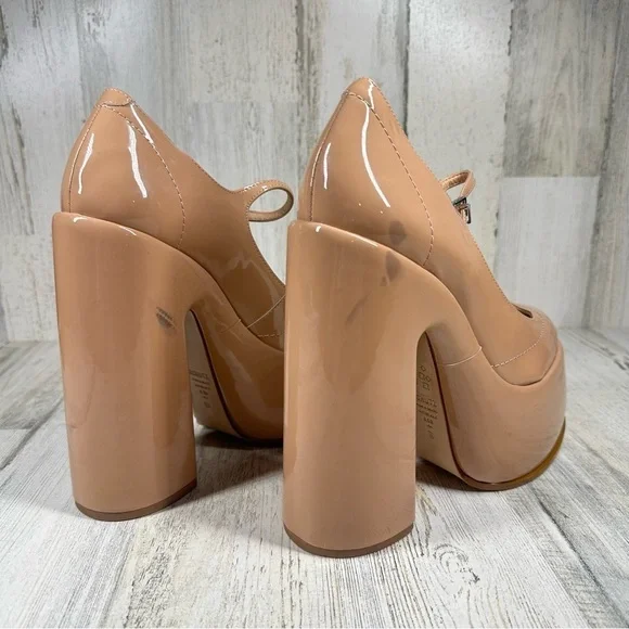 New Schutz Zayne Mary Jane Patent Platform Pump in Nude #201 - Picture 8 of 11